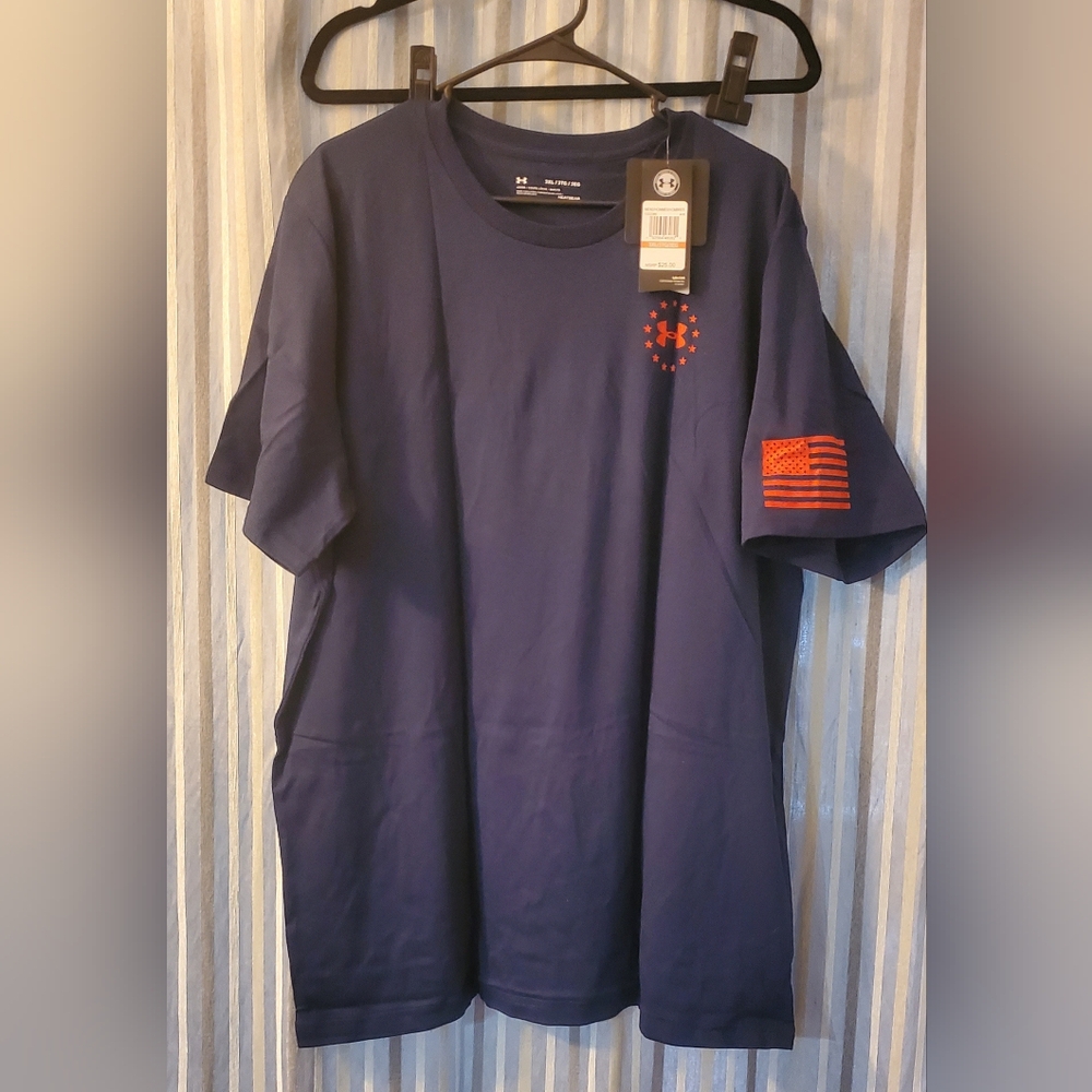NWT Under Armour Dark Blue Men's "Freedom" Shirt Size 3XL. 1333366 408